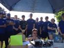 This is the whole crew waiting to take turns to try out amateur radio